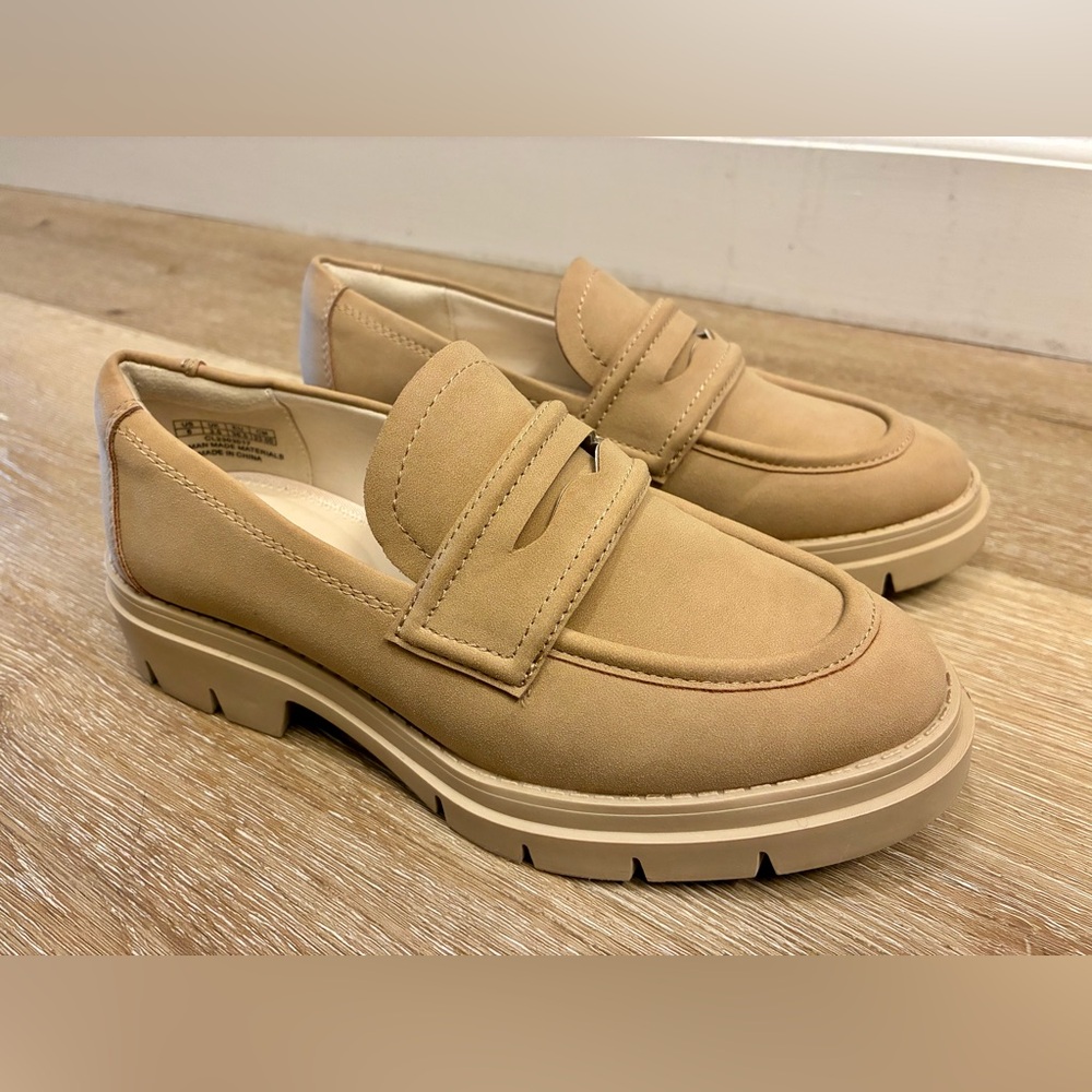 JENN ARDOR Chunky Loafers Slip On Beige Matte Women’s Shoes Size US6 EU36.5 23cm